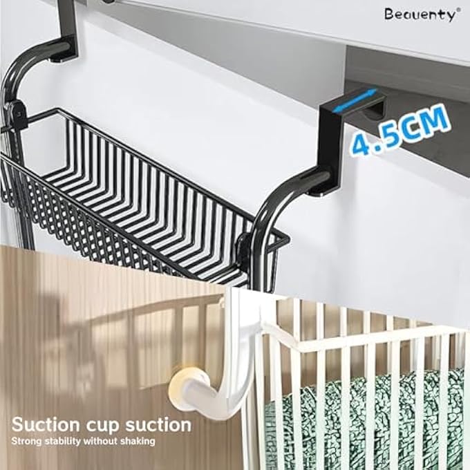 rayihni OVER DOOR HANGING ORGANIZER STORAGE,BEHIND DOOR ORGANIZER,SPACE-SAVING ORGANIZER,BATHROOM ORGANIZER PERSPECTIVE WINDOW WALL MOUNT RACK FOR CLOTHES, SUNDRIES (BLACK) - Image 4